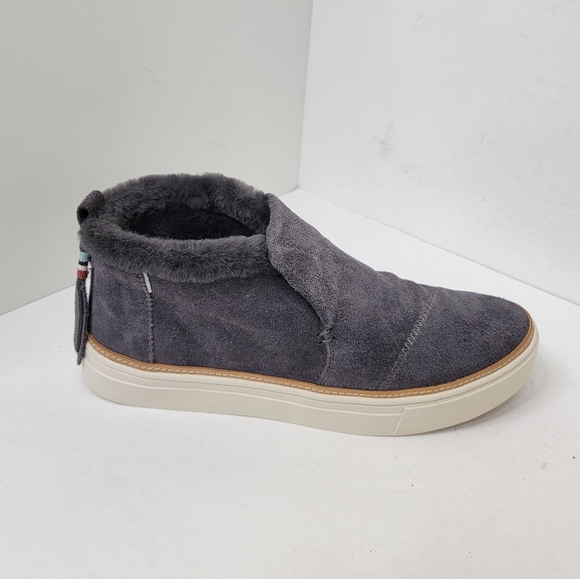 Toms Paxton Slip On Shoes Sneakers Suede Faux Shearling in Forged Iron Grey 8.5 - Picture 8 of 11